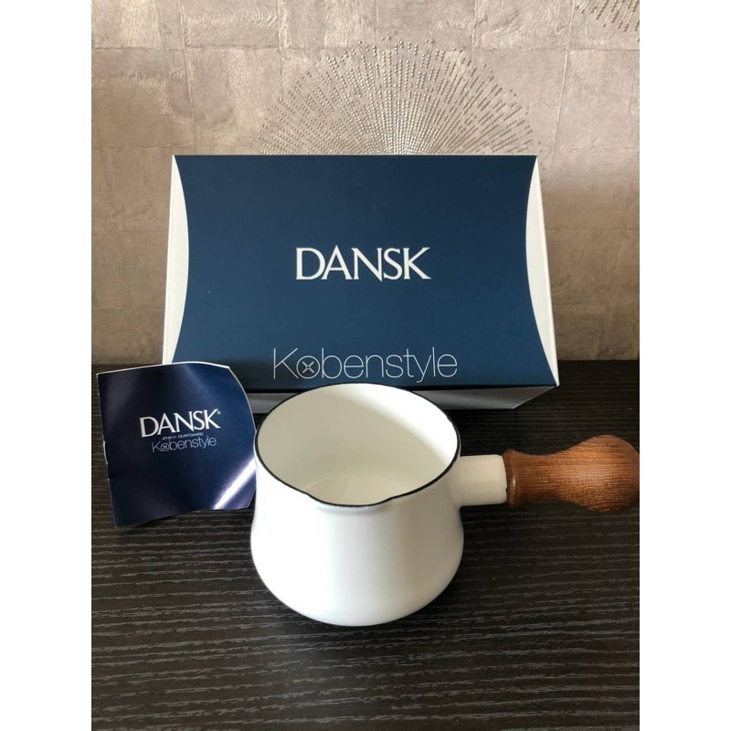 丹麥DANSK 琺瑯木柄牛奶鍋，全新售1000