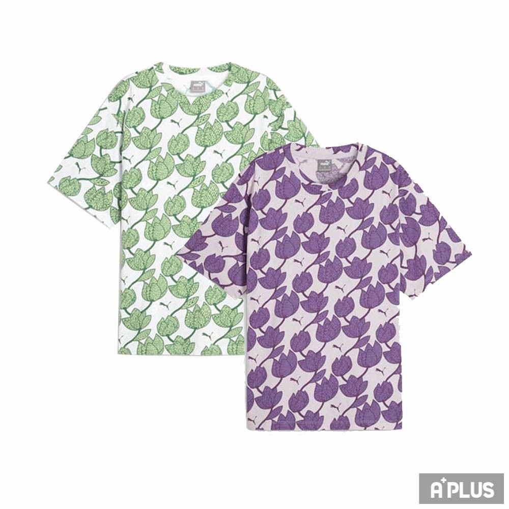PUMA 女 圓領T 基本系列Blossom印花短袖T恤 紫 綠 -67949360 67949386