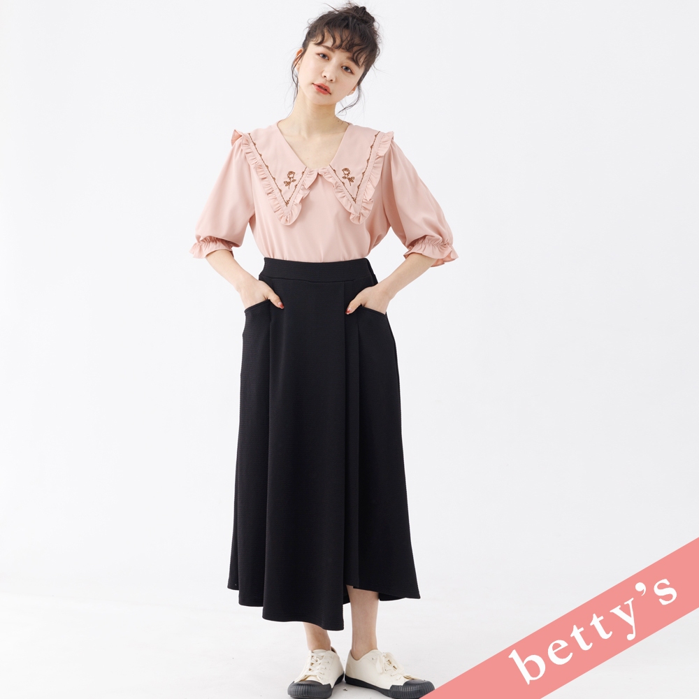 betty’s貝蒂思(31)皺皺面料鬆緊腰褲裙(黑色)