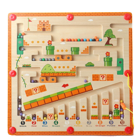 木質蒙氏蘑菇屋數字迷宮 / 早教益智 顏色認知 運筆磁性 / 智力迷宮走珠 兒童遊戲 玩具 桌遊