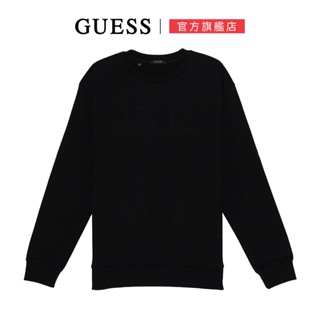 【GUESS】簡約素色立體LOGO大學T 三色任選