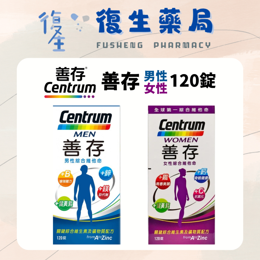 ❰復生藥局❱🌟"善存Centrum"綜合維他命 女性/男性 120錠