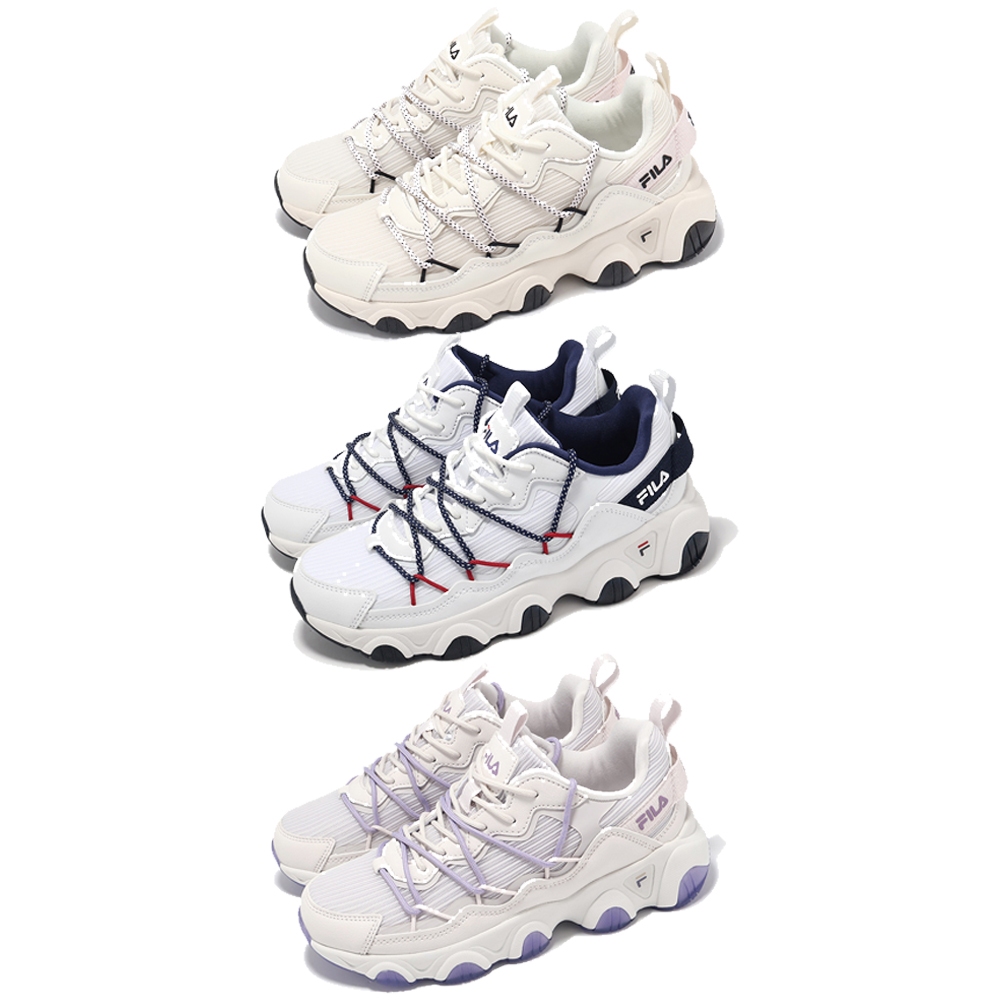 Fila 休閒鞋 Geometry 女鞋 米白 復古 慢跑鞋 網布 厚底 老爹鞋 斐樂 任選 [ACS]