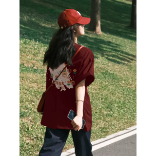 【林木木】短袖 純棉上衣 短袖衣服 ins風上衣 卡通 t恤 學院風上衣 正韓上衣 韓式衣服 寬鬆上衣短袖 流行衣服