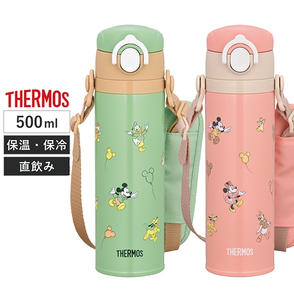 膳魔師 迪士尼 保溫瓶 保冷瓶 斜揹帶 500ml 真空斷熱 THERMOS 米奇 米妮 日本正版 該該貝比日本精品