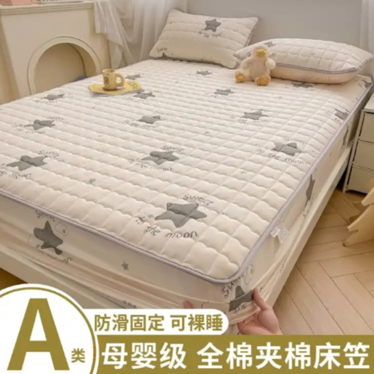 全棉夾棉床笠 床單床墊 100%純棉簡約床罩 加厚防滑床墊全包防塵保護套