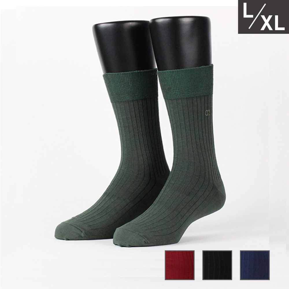 FOOTER 純色雙針刺繡紳士襪 機能襪 除臭襪 紳士襪 襪子 高筒襪(男-Q53L/XL)