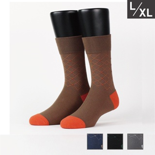 FOOTER 零束縛．線條格紋紳士襪 機能襪 除臭襪 襪子 寬口襪 高筒襪(男-Q54L/XL)