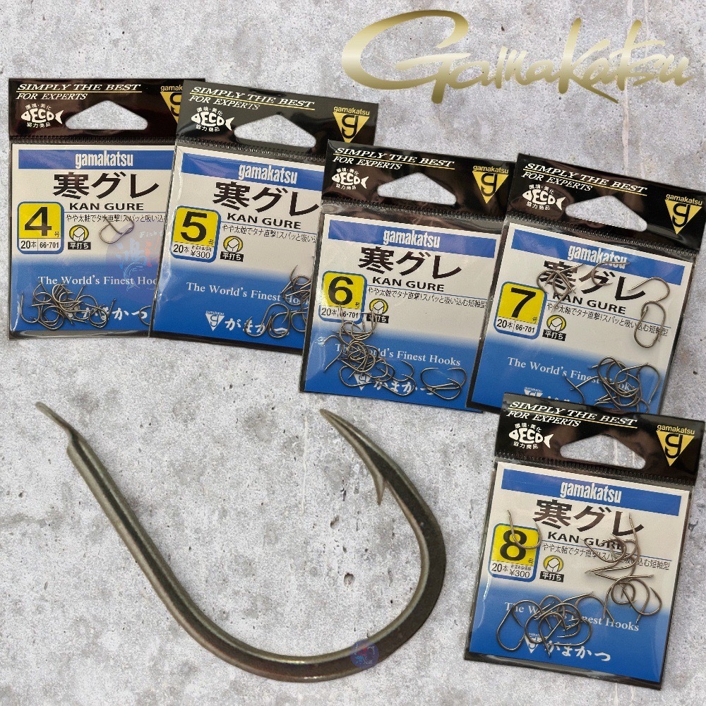 中壢鴻海釣具【gamakatsu】 寒グレ (茶)  黑白毛鉤 磯釣魚鉤 寒哭累鈎