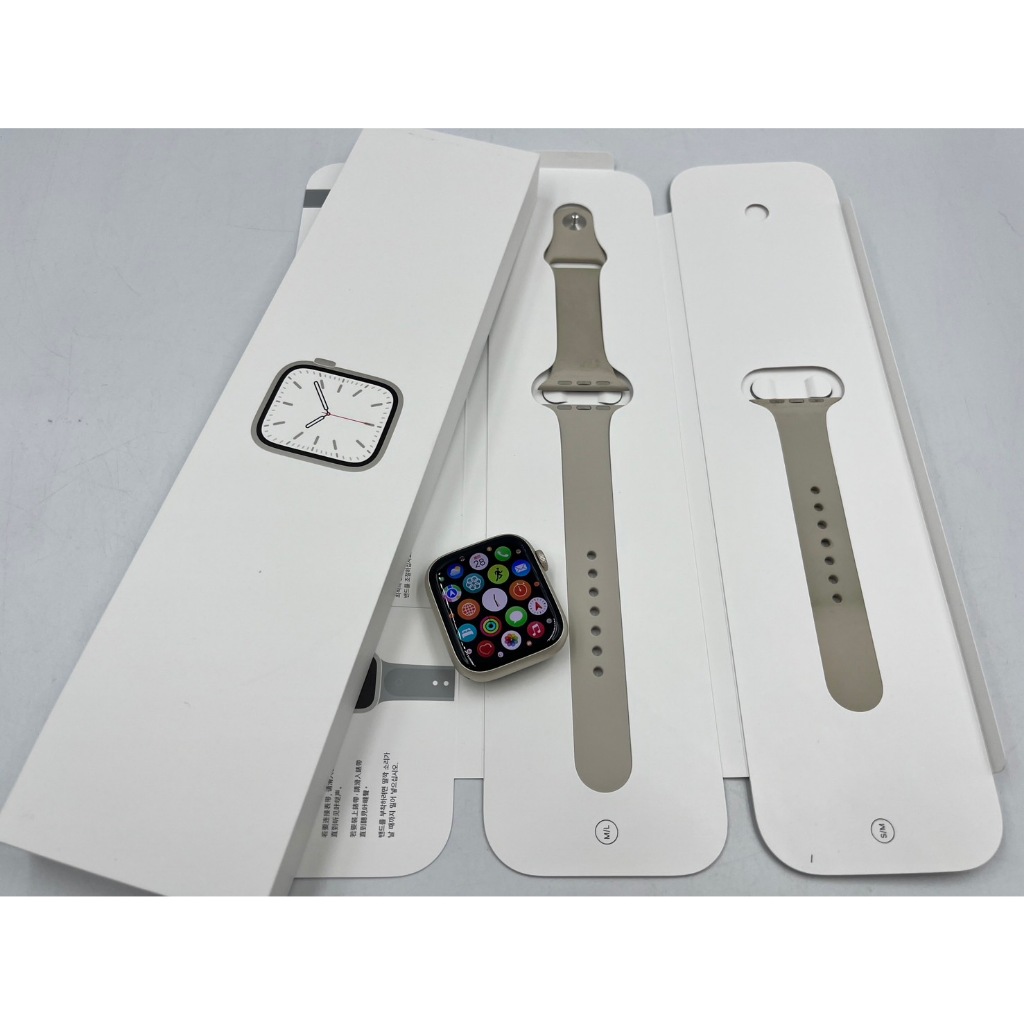 §轉機站§ 盒裝 蘋果手錶 Apple Watch7 S7 45mm GPS 鋁金屬 星光色 161