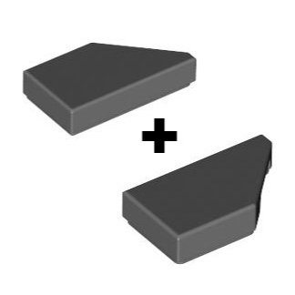 LEGO 6510131 5091 + 6510145 5092 深灰色 1x2 切邊 45° 切角 平滑磚 (一對)
