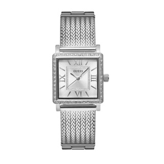 【For You】當天寄出 I GUESS 白面 銀殼 銀刻度 米蘭+不鏽鋼錶帶 晶鑽方型腕錶 W0826L1
