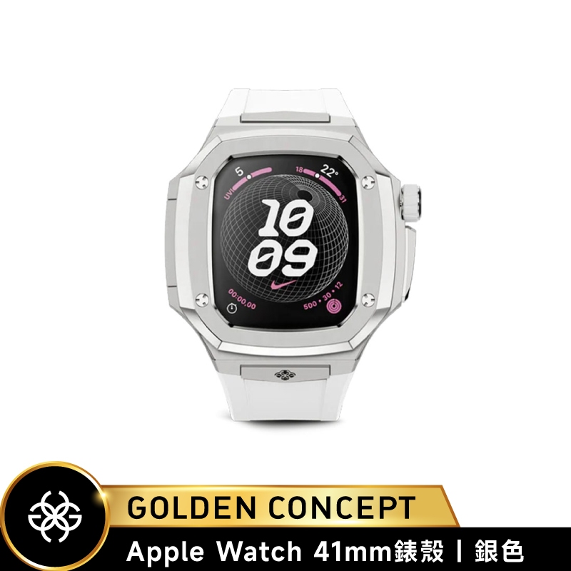 Golden Concept Apple Watch 41mm 銀錶框 白橡膠錶帶 WC-SPIII41-SL