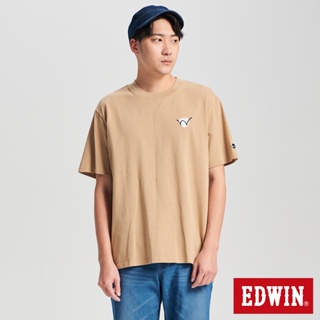EDWIN 紅日W印花寬版短袖T恤(淺卡其)-男款