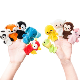 現貨《手指偶娃娃】兒童拇指動物一家人 ♥ 6入一家親 10入動物集合系列 ♥ 幼稚園 布偶教具 毛絨玩具 公仔