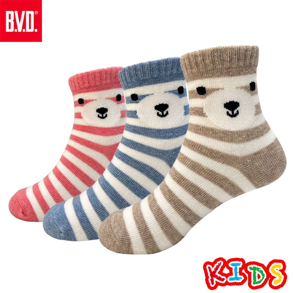 【BVD】熊熊1/2童襪(13-16CM)-B571 短襪