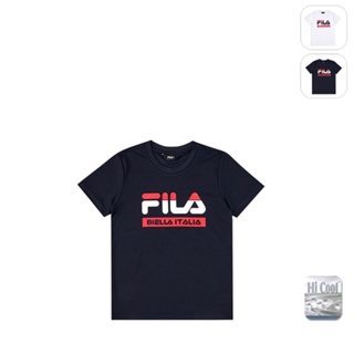 【FILA】KIDS 孩童款 吸濕排汗 短袖 運動上衣-丈青 1TEX-4906-NV