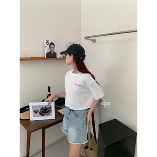 【TINY太妮絲AB05】現貨 韓系 前後印字母短款上衣 短袖上衣 夏日 簡約 穿搭 基本款 日常