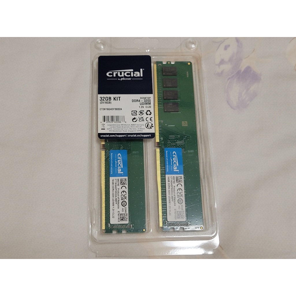 美光 crucial DDR4-3200 32GB (2X16GB)