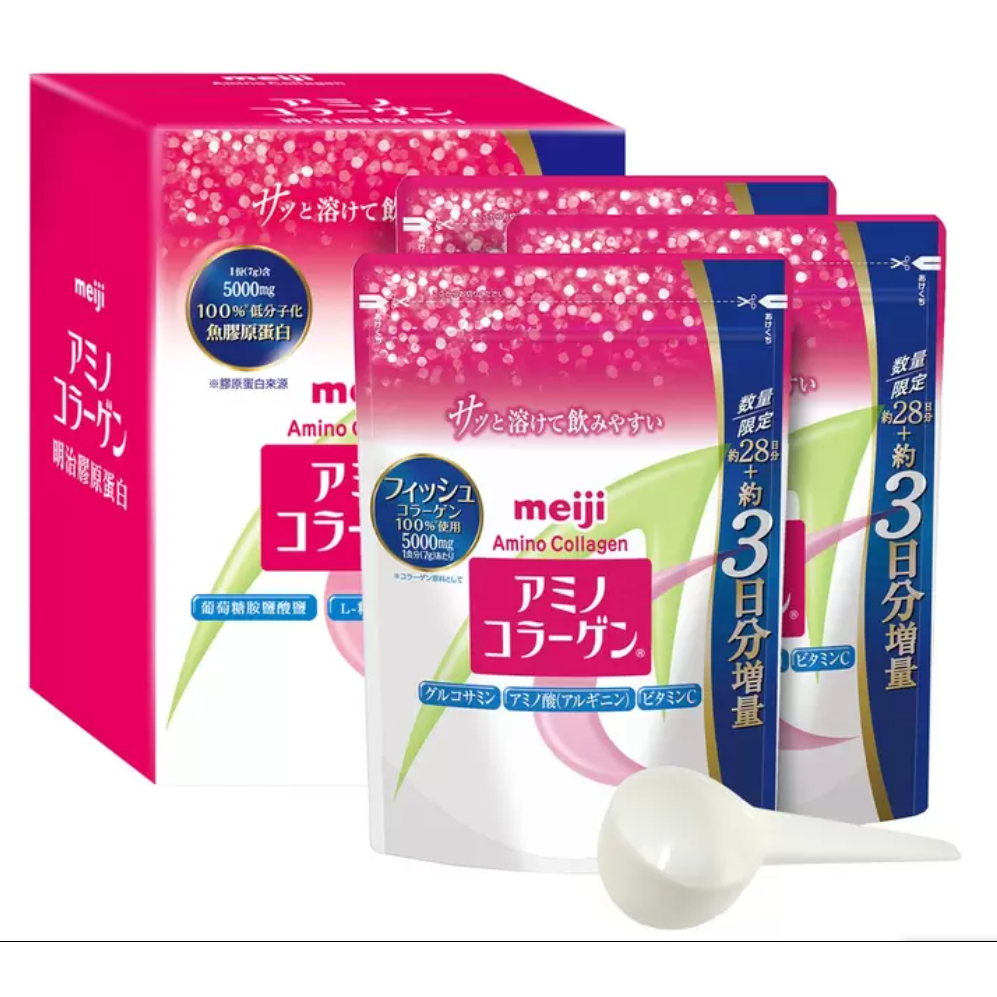 好市多 COSTCO 明治 meiji 膠原蛋白粉 (標準版28日份 + 3日份增量包) = 217克 X 3入組