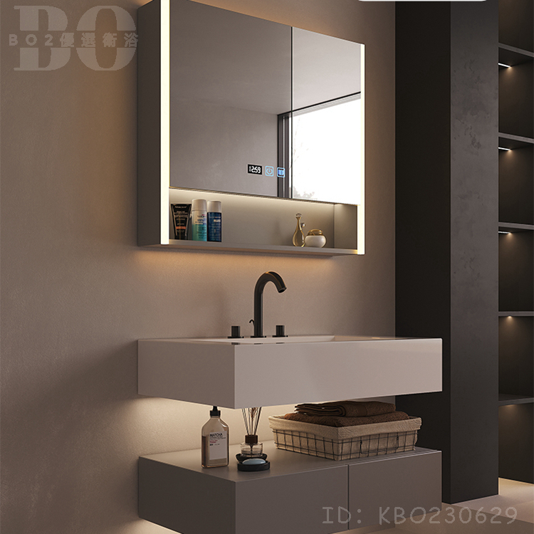 【破損包賠】智能鏡櫃智能浴室鏡櫃鏡子衛生間掛牆式鏡箱帶燈浴室鏡單獨收納一體櫃帶置物架BO95