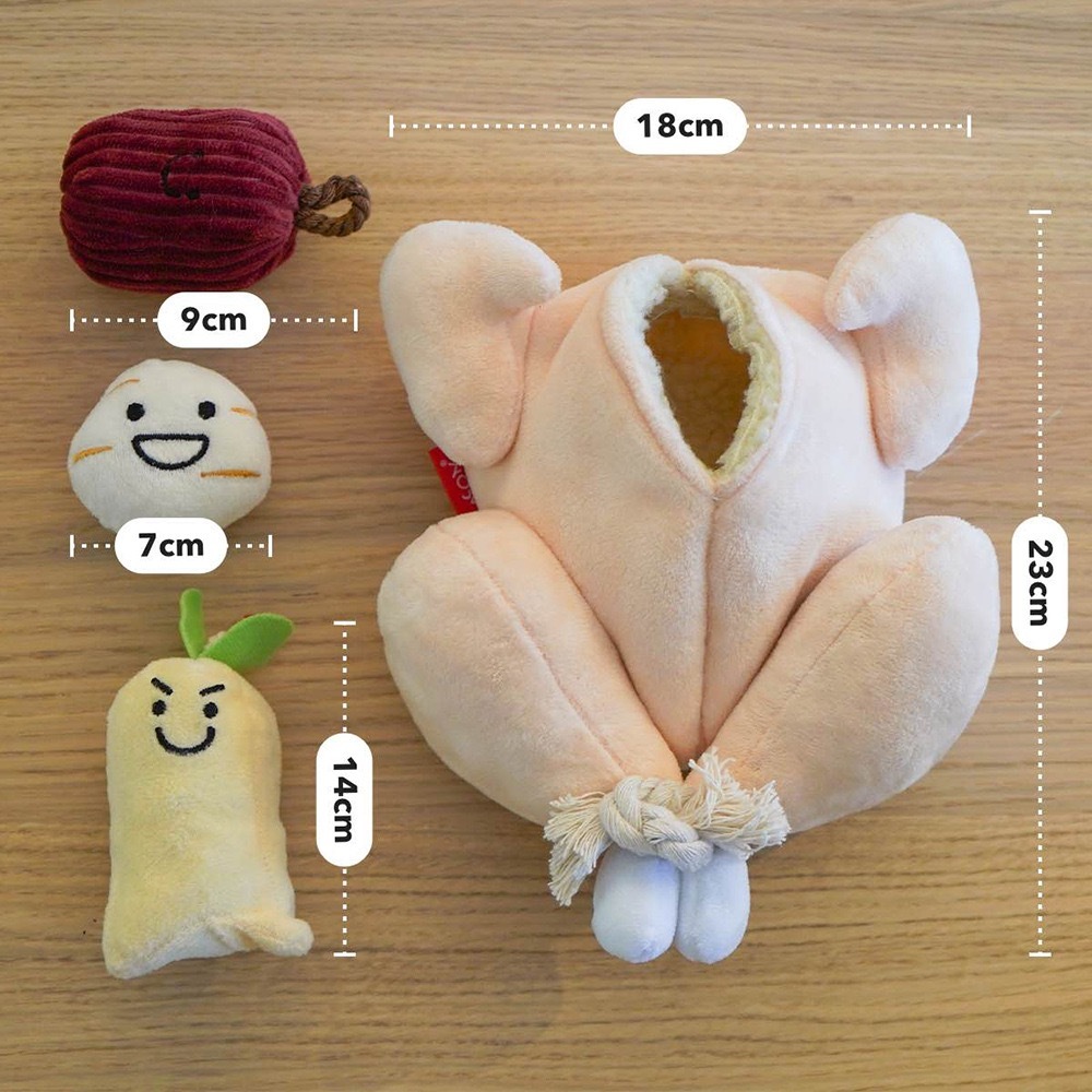 台灣現貨 韓國人蔘雞一組五個玩具🐕 寵物藏食玩具 文嗅玩具 填充玩具 發聲玩具 益智玩具 互動玩具 絨毛玩具 BB發聲