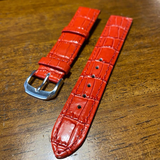 錶帶屋 LIMA 義大利牛皮錶帶壓鱷魚皮紋真皮錶帶紅色20mm 18mm 16mm 14mm 12mm 10mm 8mm