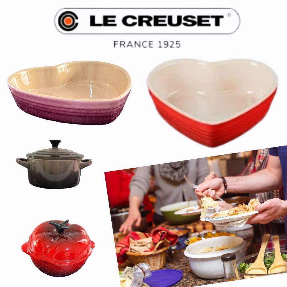 Le Creuset 瓷器心型烤盤20cm 蕃茄造型烤盅250ml 迷你圓烤盅250ml 烤盅 烤碗 小圓鍋 陶瓷烤盅