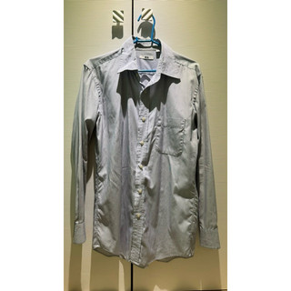 二手 Uniqlo 長袖襯衫 男 白藍條紋 M
