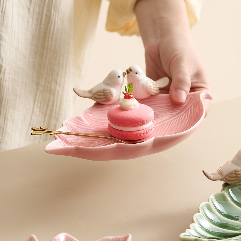 小鳥點心盤陶瓷珠寶首飾收納盤創意可愛置物架肥皂碟輕奢高檔擺盤