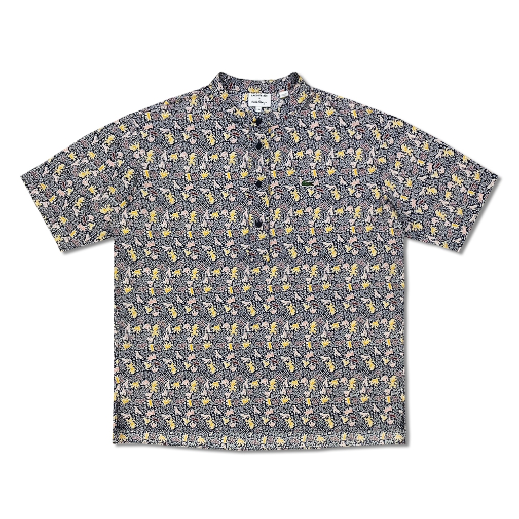 [稀有品] Lacoste x Keith Haring 凱斯哈林 普普風滿版繽紛小人 女生亨利領短袖T恤 36號