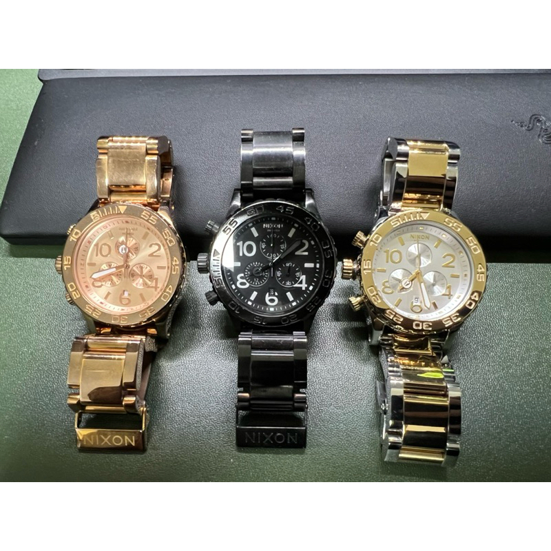 NIXON 51-30 玫瑰金 半金 黑色300M防水 潛水錶 計時碼錶 大錶徑 A083-502-00