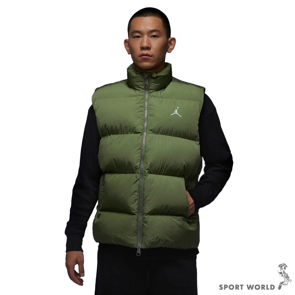 Nike 背心外套 男裝 立領 鋪棉 拉鍊口袋 綠【運動世界】FB7308-340