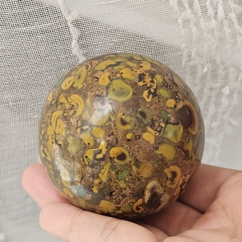 冷門礦物球🎈6公分 泡泡果 碧玉球 Ajooba Fruit Jasper 神似女媧石 大地色 開心果仁色