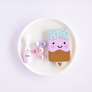 臺灣 pink and blue 17CM DIY 冰棒固齒器+奶嘴鏈 (需自行串珠)