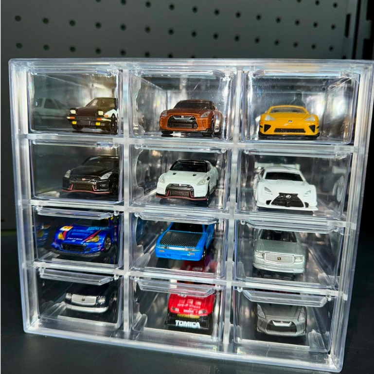 【台灣現貨】1:64 模型車展示盒 風火輪小汽車 模型車收納盒 模型盒 玩具車模收納盒 合金小汽車 防塵盒Tomica