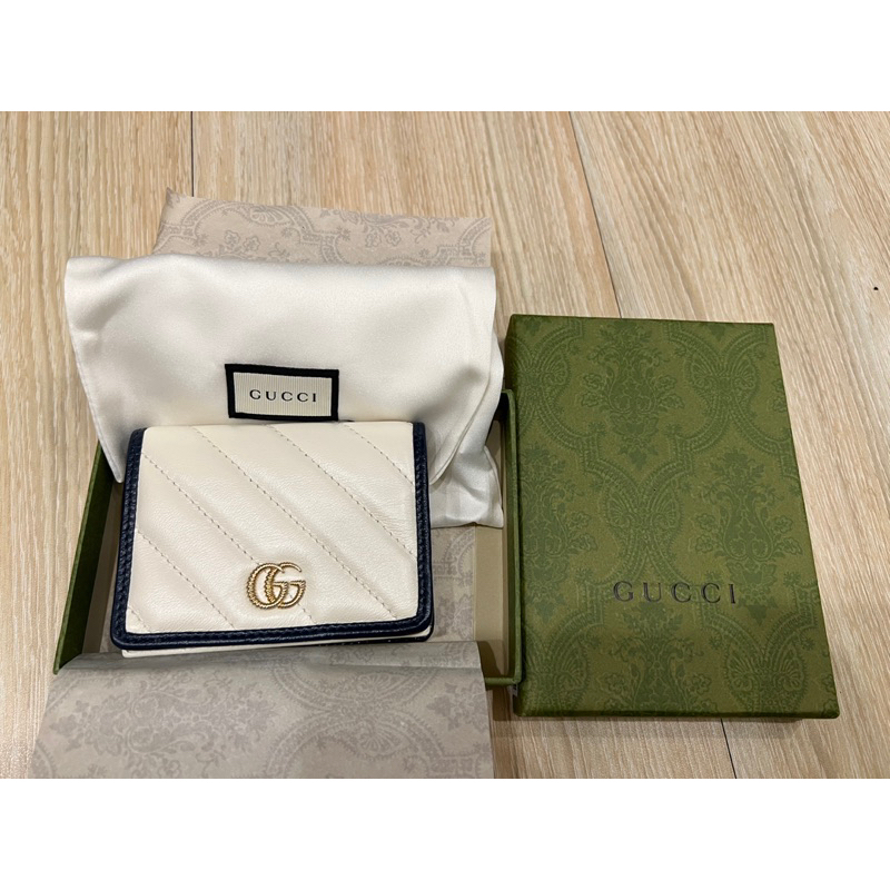全新 Gucci女珍珠白短夾 有盒、防塵袋、提袋 送禮超適合 店到店免運