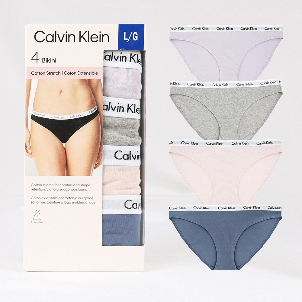 【Calvin Klein 凱文克萊】CK emballage 經典三角女內褲 透氣棉質 CK內褲 混搭色 4件一組
