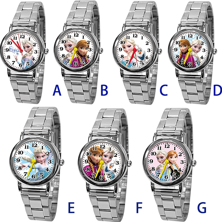 【迪士尼】 冰雪奇緣兒童鋼帶手錶(桃紅)七款任選