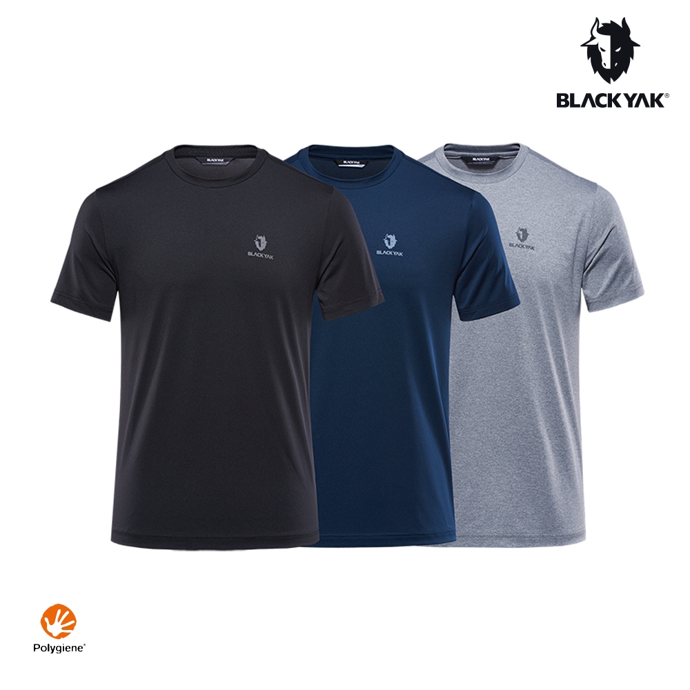 【BLACKYAK】YAK短袖上衣三件組(黑/藍/灰)-銀離子抗菌 吸排速乾T恤|DB1NC507|1BYTSS4903
