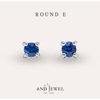 [安珠] 藍寶石 藍色 圓形 3mm 耳環 經典系列 Round E 天然寶石 珠寶銀飾 AND JEWEL