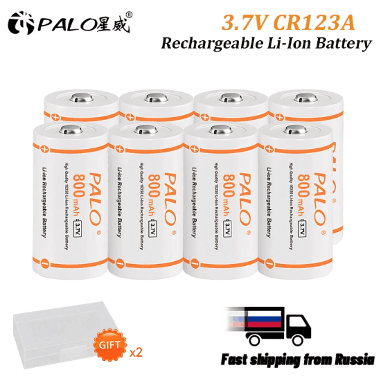 PALO CR123A 電池 800mAh 3.7V 鋰離子可充電 RCR123 16340 電池 適用於 LED 手電