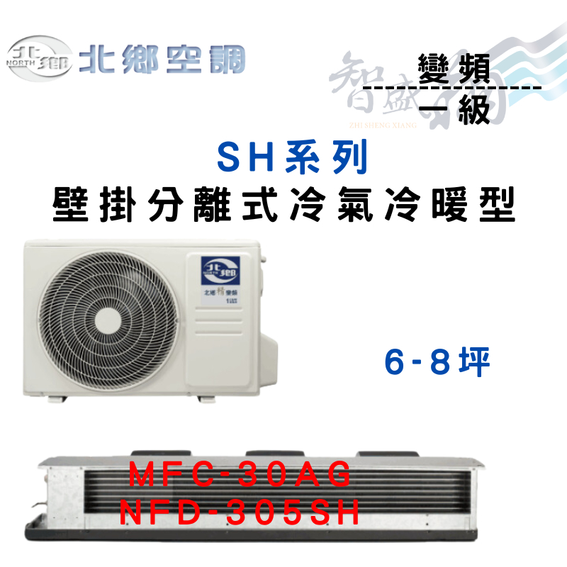 NORTH北鄉 R32 一級 變頻 冷暖 吊隱 SH系列 冷氣 MFC/NFD-305SH 含基本安裝 智盛翔冷氣家電