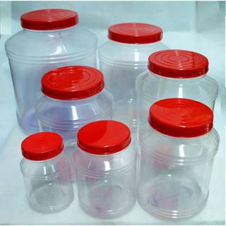 紅蓋透明筒 沒有提把 0.5L 1L 2L 3L 4L 5L 8L 10L 透明罐 收納罐 塑膠 收納桶 零食罐