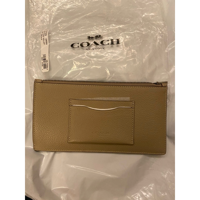 Coach 奶茶色大手拿包現貨全新