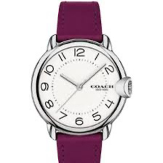 超殺價😱 COACH手錶銀色 錶盤 不鏽鋼 石英 女錶（紫色）