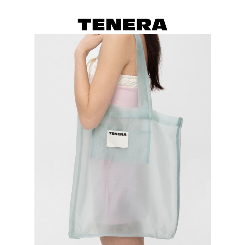 【TENERA 】芭蕾女孩輕盈環保袋 透明單肩包 水波綠 預購 (台灣總代理原廠正貨)