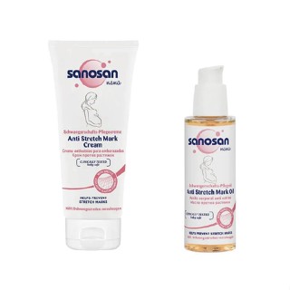 德國 珊諾 sanosan S孕女神膠原彈力抗紋霜200ml/植萃抗紋護理油100ml【麗兒採家】