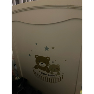 東京西川 GMP 熊睡 白色可調升降嬰兒床（大床）+成長床側板+滾輪（楊梅面交）