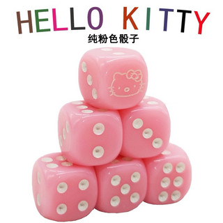 水晶骰子hello kitty 大顆14MM 透明水晶圓角 dice粉色/金色（水晶麻將配件）